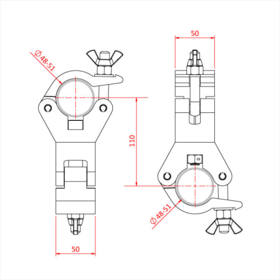 Doughty T57100 Aluminium 50mm Swivel Coupler Zinc DImension Stage Electrics