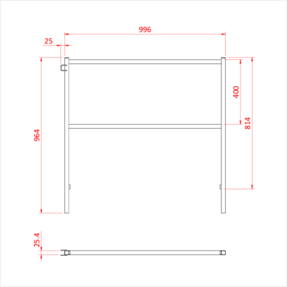 Doughty T76900 Easydeck Handrail Section 1m dimensions Stage Electrics