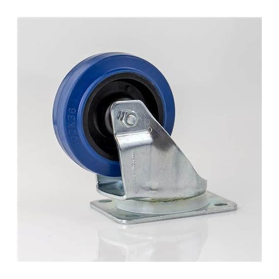 Penn W0990-V6 Castor with Swivel Blue Rubber Wheel - 100mm / 1" (200kg)