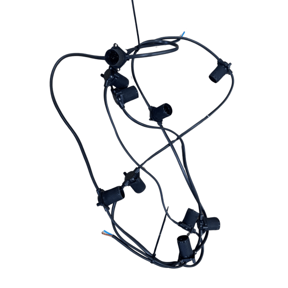 StageStore  Lighting Festoon Cable - Black 5m 10x BC Holders - Bare Ends