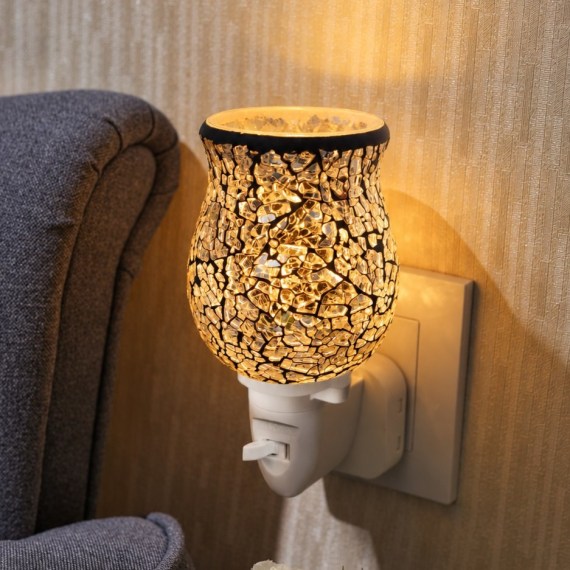 White Glow Crackle Tulip Mosaic Warmer