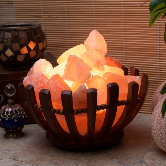Wooden Basket Basket wt Fire Rocks