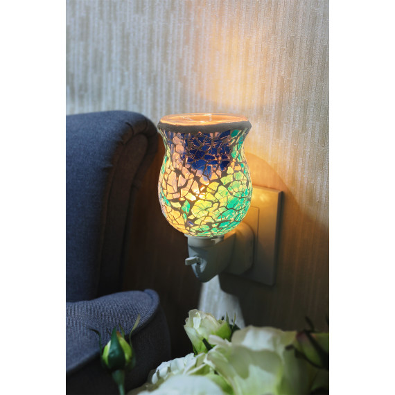 Aqua Teal Crackle Mosaic Warmer