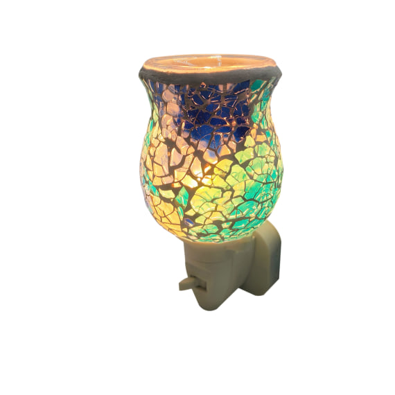 Aqua Teal Crackle Mosaic Warmer