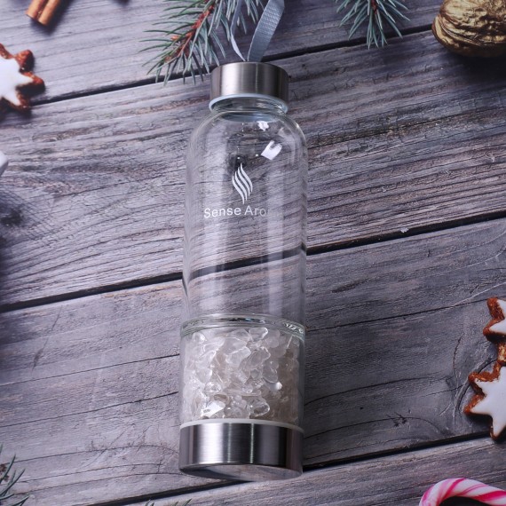 Layered Clear Quartz Crystal Water Bottle