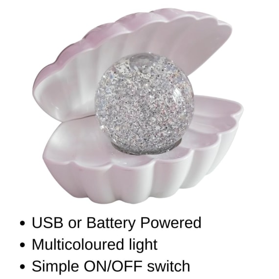 Mint Pearl - Colour LED Clam wt Glitter Pearl
