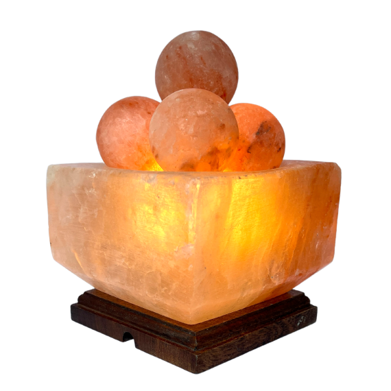 Square Bowl wt Massage Balls Salt Lamp