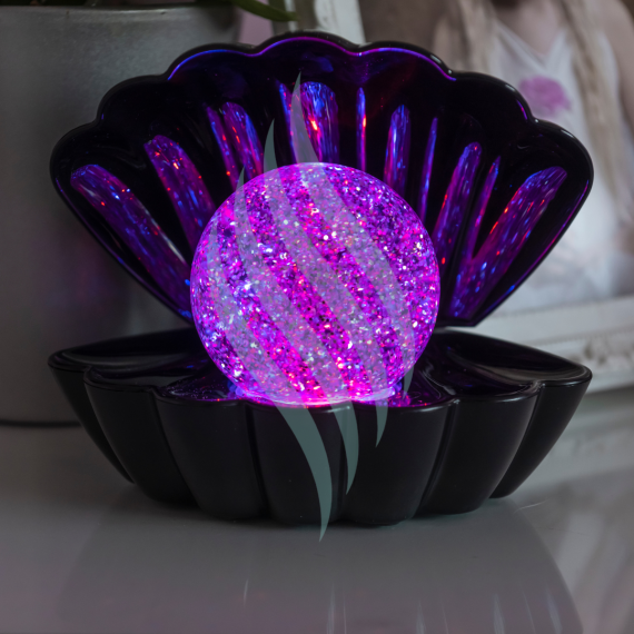 Sea Shell LED Glitter Lamp- Black