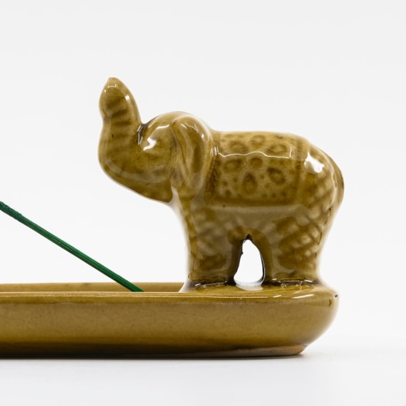 Brown Ceramic Elephant Incense Ash Catcher