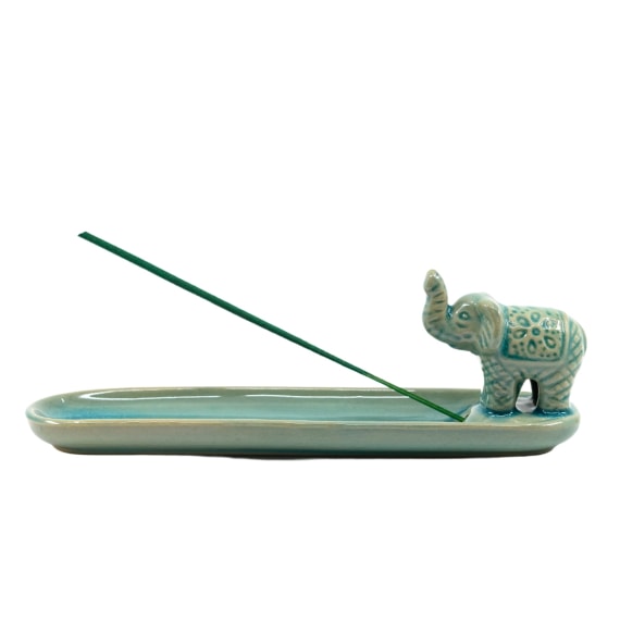 Turquoise Ceramic Elephant Incense Ash Catcher