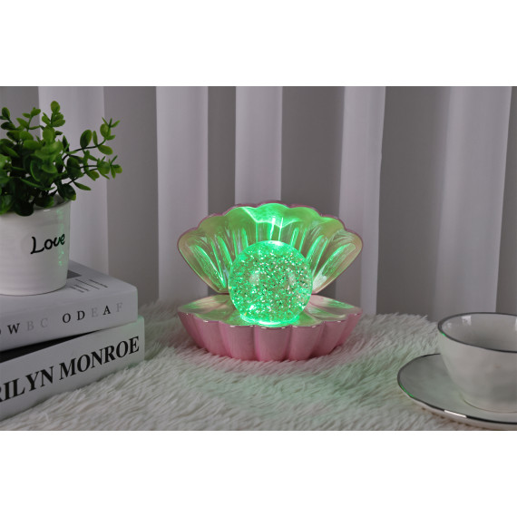 Pink Pearl - Colour LED Clam wt Glitter Pearl