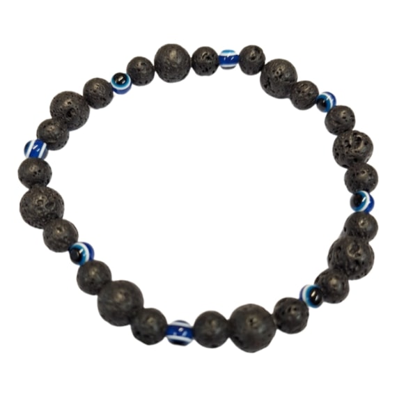 Evil Eye Lava Rock Bracelet