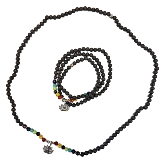 Chakra 7 colours Lava Rock Bracelet/ Necklace