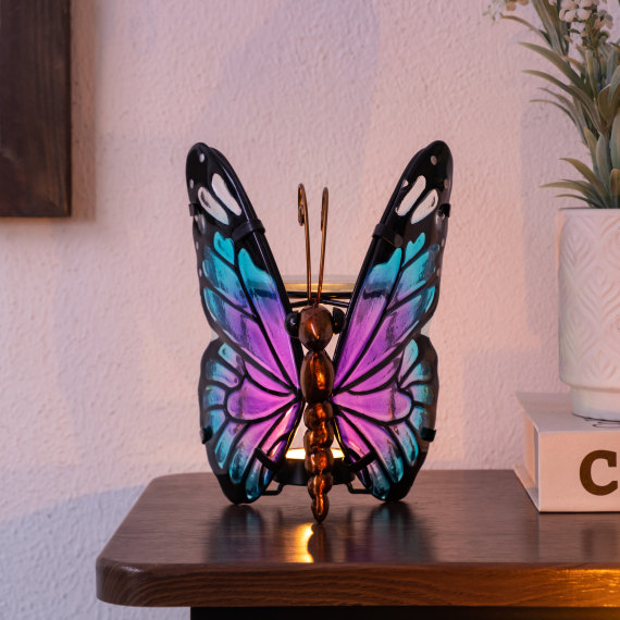 Teal Purple Tealight Butterfly