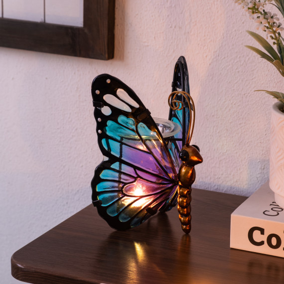 Teal Purple Tealight Butterfly