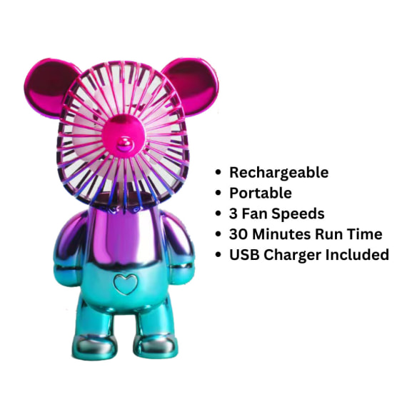 Two-Tone Cerise Green Bear Fan