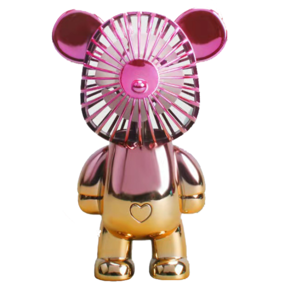 Two-Tone Cerise Gold Bear Fan