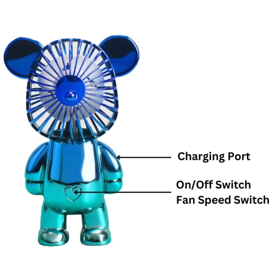 Two-Tone Blue Green Bear Fan