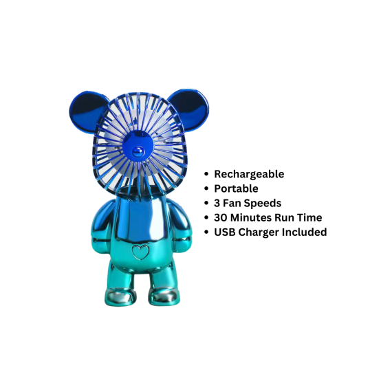 Two-Tone Blue Green Bear Fan