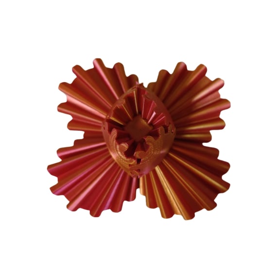 Two-Tone Red Gold 3D Printed Gear Ball - 8cm