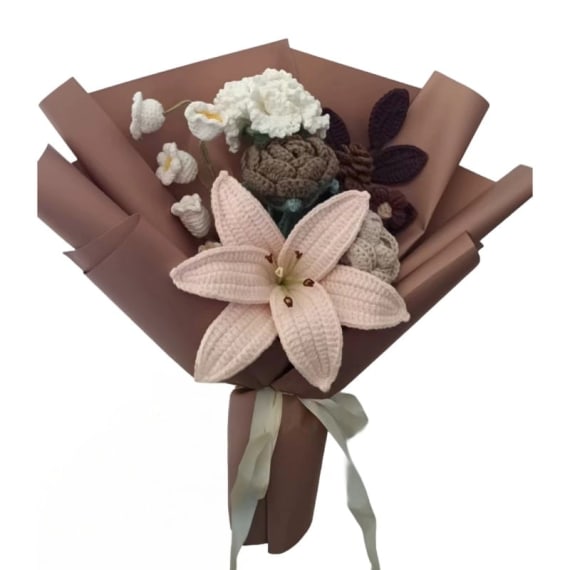 Coffee Lily Crochet Flower Bouquet