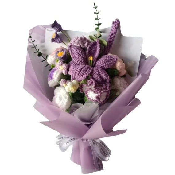 Purple Lily Large Crochet Flower Bouquet