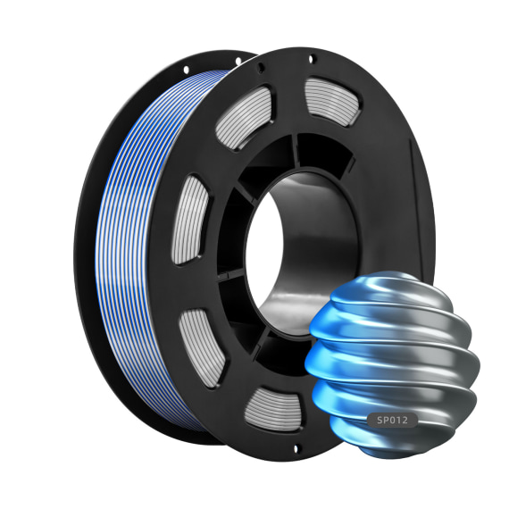 Blue Silver 3D Printed Silk Filament