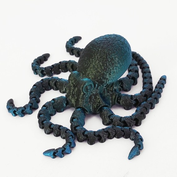 Blue Black 3D Printed Octopus