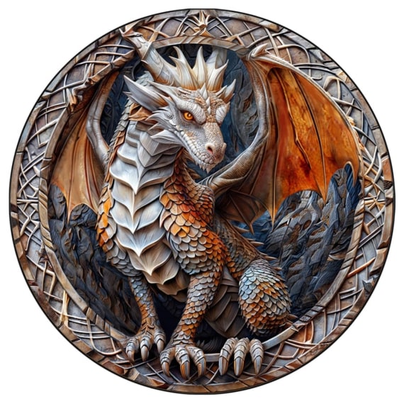 White Dragon Wooden Puzzle - 150pcs Round