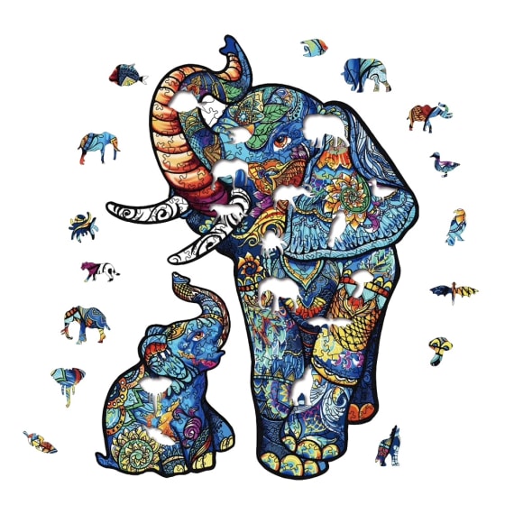 Elephant Family Wooden Puzzle - 300pcs