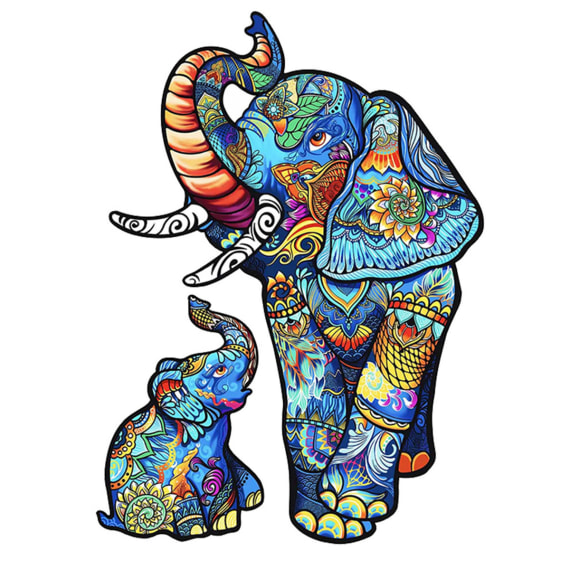 Elephant Family Wooden Puzzle - 300pcs