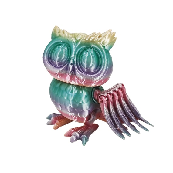 Rainbow 3D Printed Large Owl