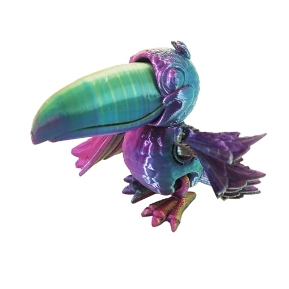 Purple Blue Green 3D Printed Large Toucan