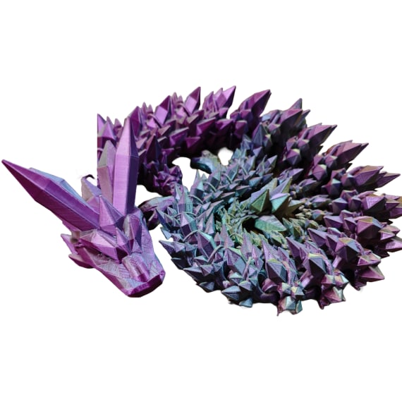 Purple Blue Green 3D Printed Large Crystal Dragon