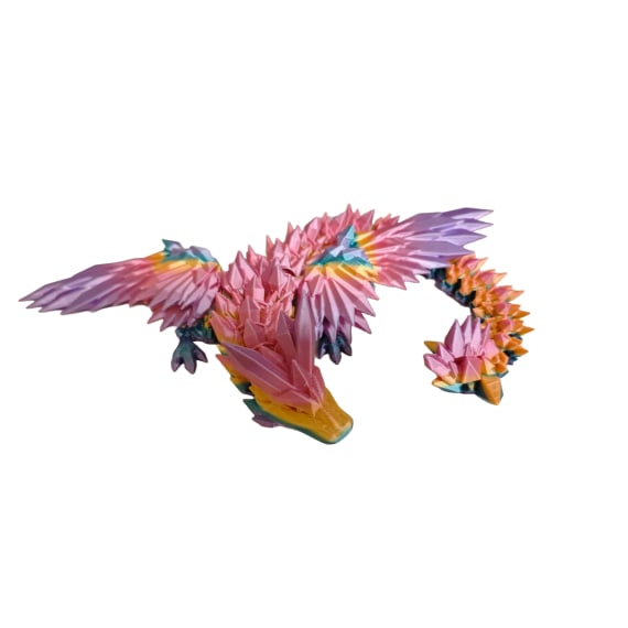 Blue Purple Orange 3D Printed Large Dragon with wi