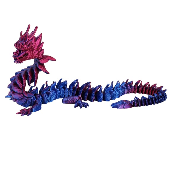 Purple Blue 3D Printed Large Chinese Dragon