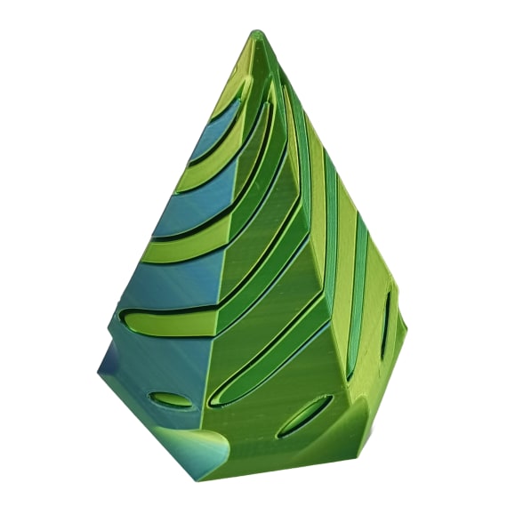 Yellow Blue Green 3D Printed Small Hex Cone
