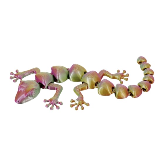 Green Gold Purple 3D Printed Mini Gecko