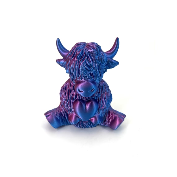 Purple Blue Green 3D Printed Highland Cow A