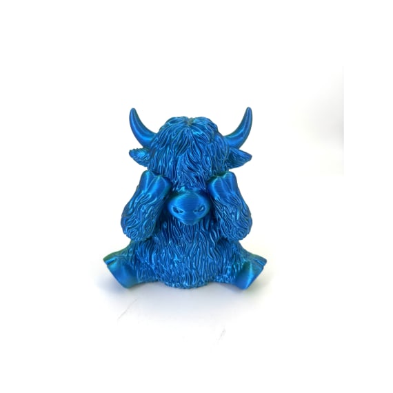 Blue Green 3D Printed Highland Cow D