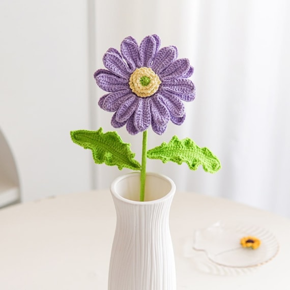 Purple Gerbera Crochet Flower