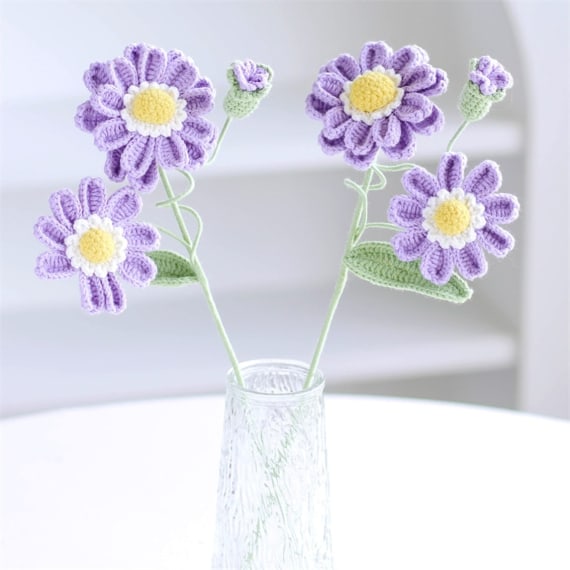 Dark Purple Zinnia Crochet Flower