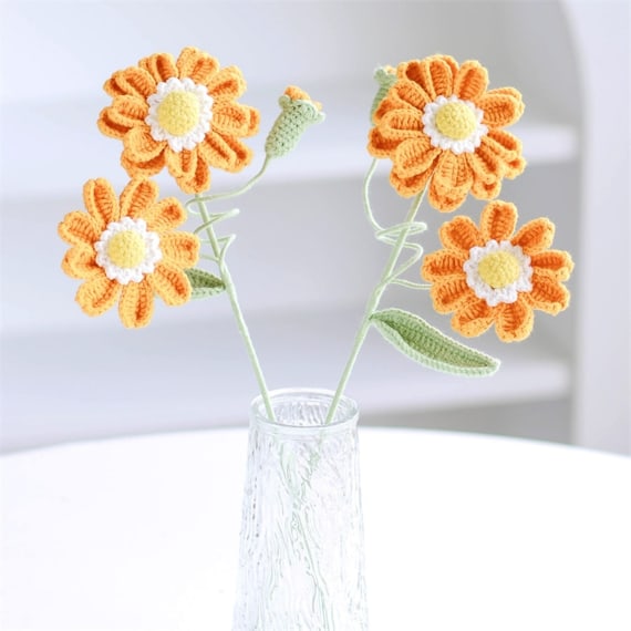 Orange Zinnia Crochet Flower