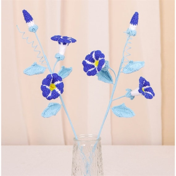 Dark Blue Morning Glory Crochet Flower