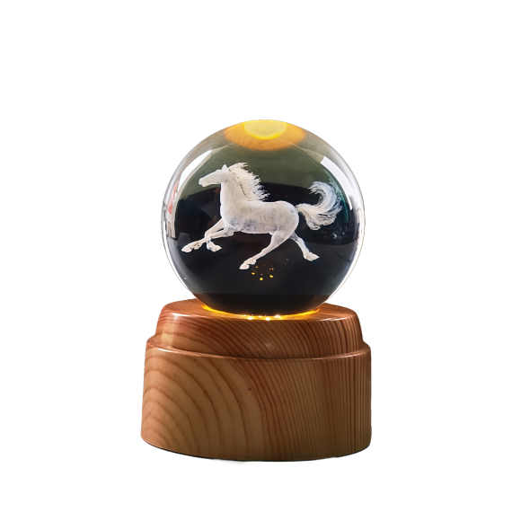 Horse Rotating 3D Crystal Globe Light