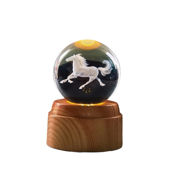Horse Rotating 3D Crystal Globe Light