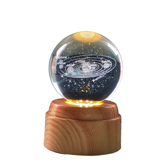 Solar System Rotating 3D Crystal Globe Light