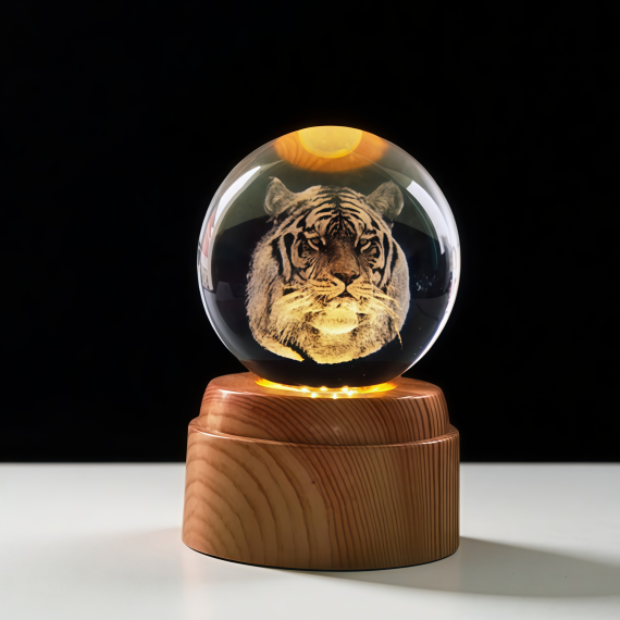 Tiger Rotating 3D Crystal Globe Light