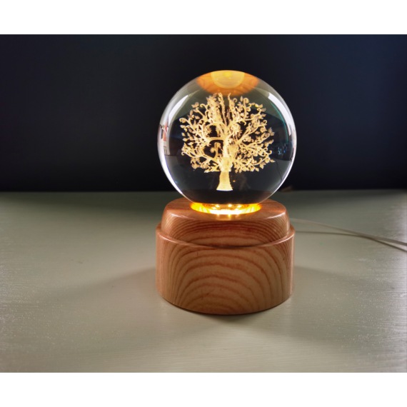 Tree of Life Rotating 3D Crystal Globe Light