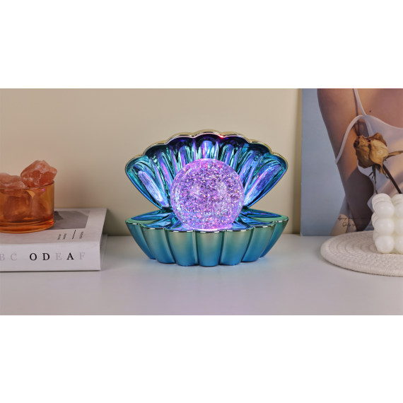 Blue Mint Yellow Metallic - LED Clam wt Glitter
